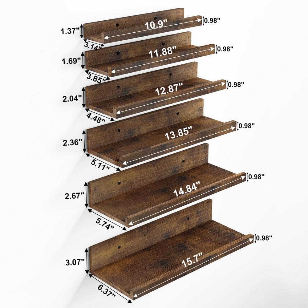 15.7 in. W x 6.3 in. D Brown Floating Shelves, Decorative Wall Shelf for Li