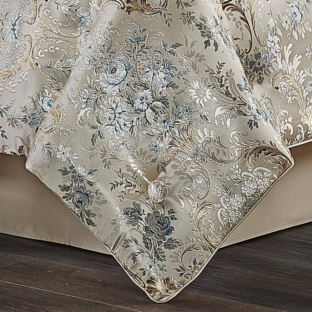 Ivory Woven King Comforter Set with Gathered Embellishment