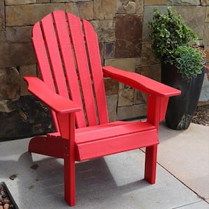 Red Heavy Duty Resin Classic Adirondack Chair Outdoor Furniture Patio Yard 