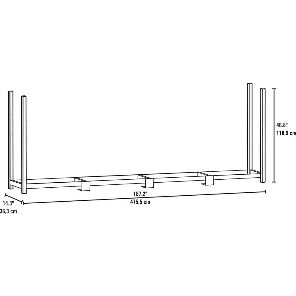 Black Ultra Duty Steel 16 ft Firewood Log Rack