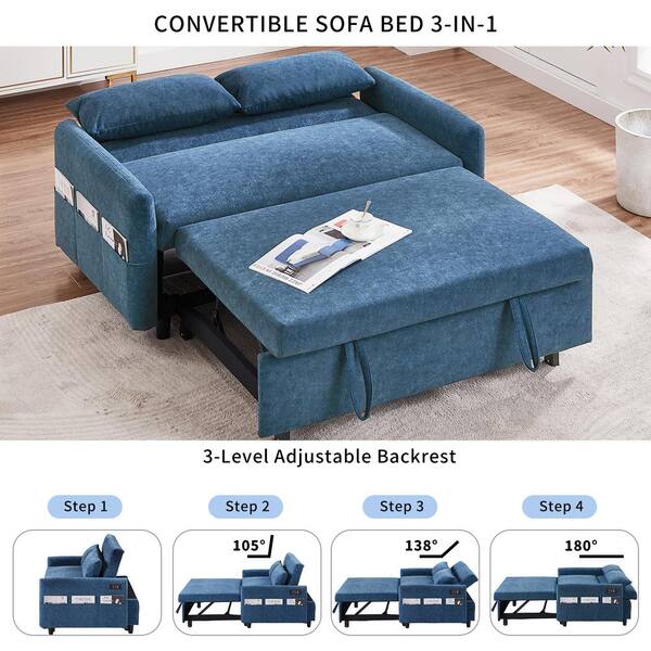 3 Seat Convertible Sofa Bed with Adjustable Backrest