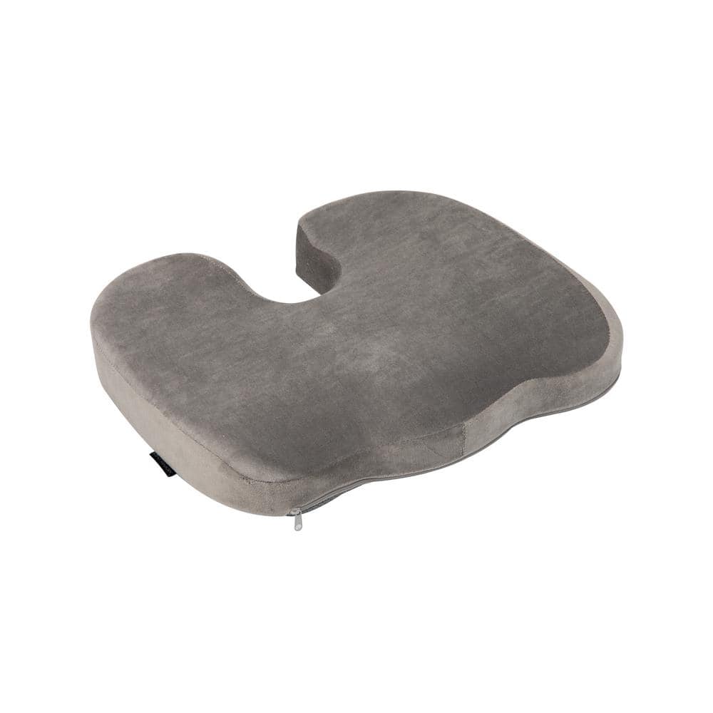 Gray Memory Foam Ergonomic Seat Cushion with Anti-Slip Base