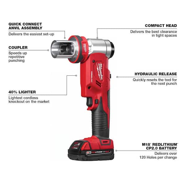 Milwaukee M18 18V Lithium-Ion 1/2 in. to 4 in. Force Logic 6-Ton