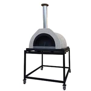 55 in. D x 52 in. W x 31 in. H DIY Wood Fired Outdoor Pizza Oven - Includes SS Flue and Black Door