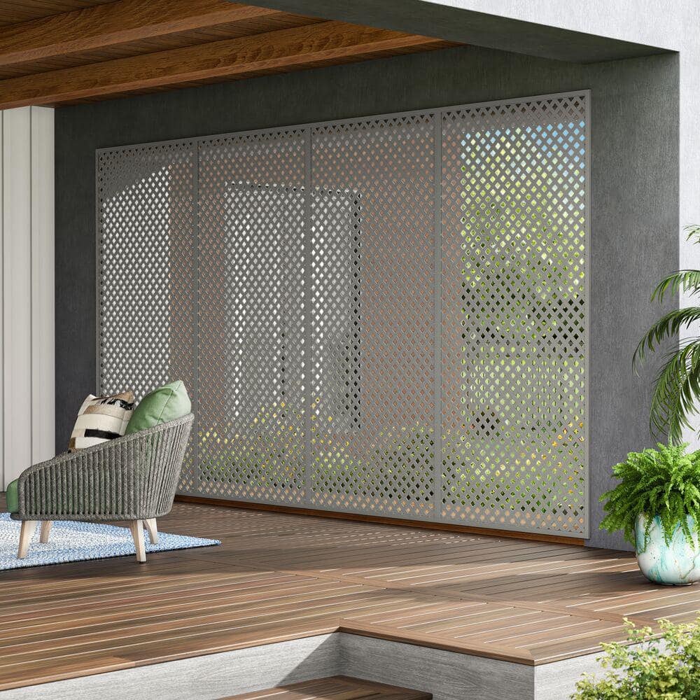Nantucket Gray Diamond Vinyl Garden Privacy Lattice Panel