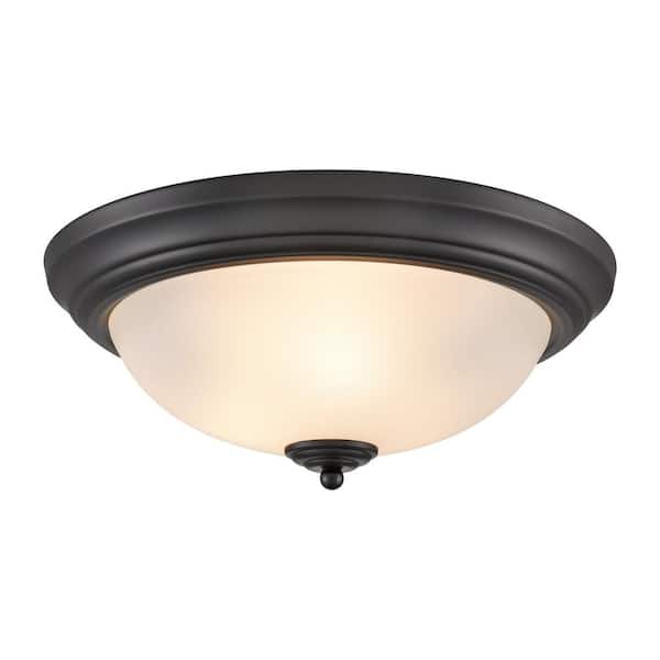 15 in. 3-Light Black Flush Mount