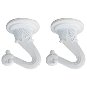 1-1/2 in. White Decorative Swag Hook for Ceiling Light Fixtures (2-Pack)