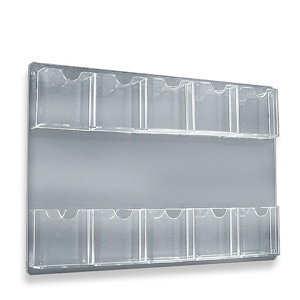 Wall Mount 10-Pocket Acrylic Brochure Holder in Clear