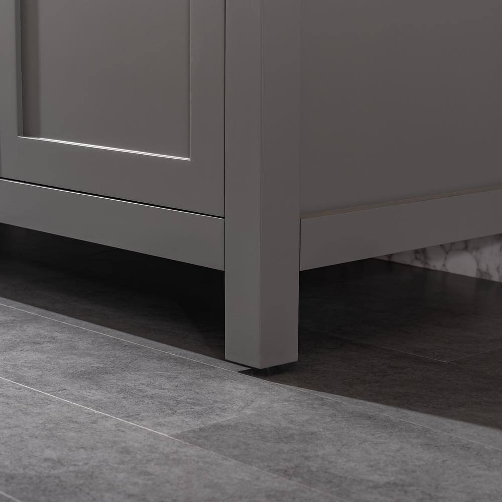 Gray and White 54'' Double Freestanding Bathroom Vanity with Engineered Stone Top