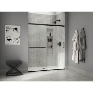 Elate 56-60 in. W x 71 in. H Sliding Frameless Shower Door in Matte Black with Crystal Clear Glass