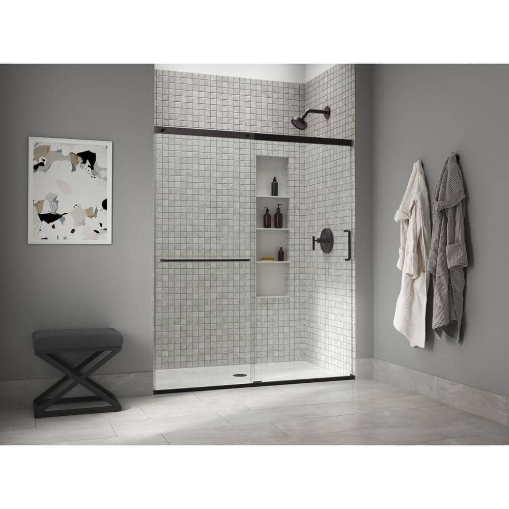 KOHLER Elate Tall 62-66 in. W x 76 in. H Sliding Frameless Shower Door ...