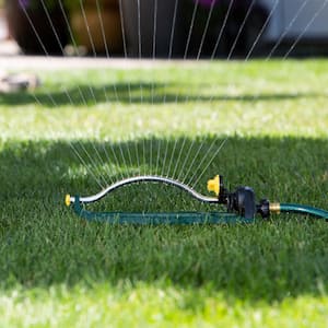 GH TRADE Swinging sprinkler for lawns and gardens Cleaning needle included Have a beautiful garden / lawn Easy reach adjustment with sliders Quiet operation and range over 300 m