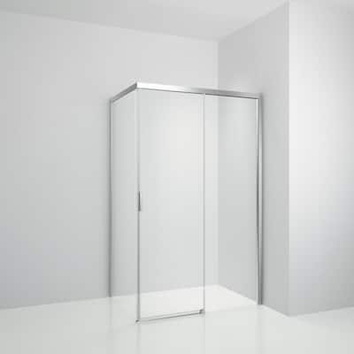 48 in. W x 76 in. H Sliding Semi-Framed Shower Door/Enclosure in Brushed Nickel with Handle