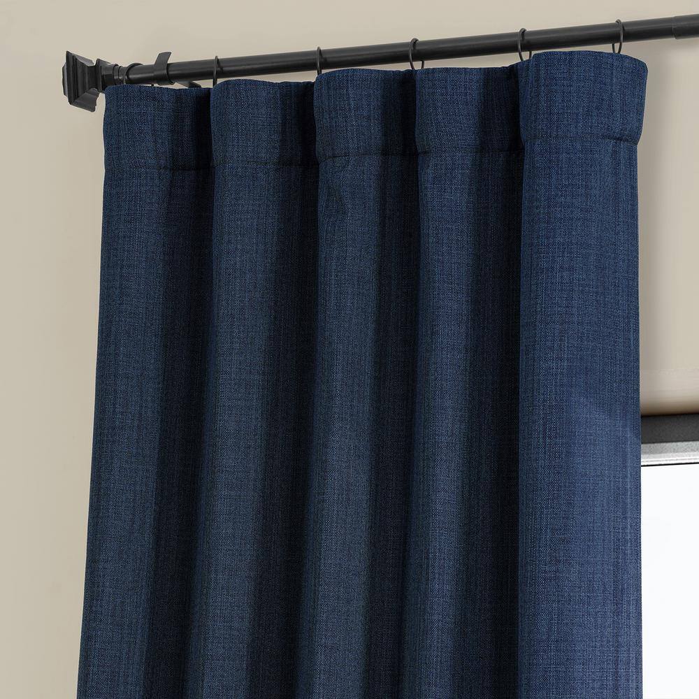 Indigo Faux Linen 108" Blackout Curtain Panel