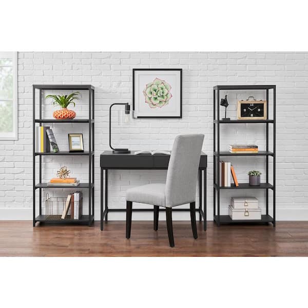 StyleWell Donnelly Black Writing Desk with 2 Drawers and Wood Top (42 in. W x 30 in. H)