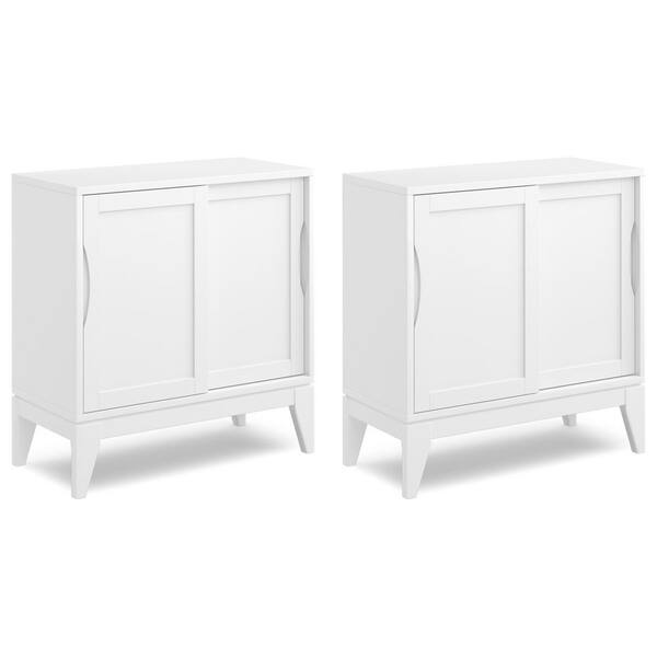 Harper Solid Wood 31 in. Storage Cabinet in White (Set of 2)