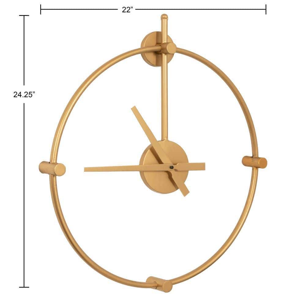 Lidor Gold Minimalist Iron Wall Clock, 22 x 25 Inch