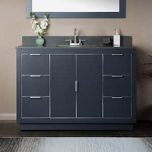 Venice 49 in.W x 22 in.D x 38 in.H Bath Vanity in Gray with Engineered stone Vanity Top in Dark Gray with White Sink