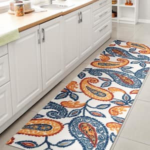 Julien Paisley High-Low Orange/Blue 2 ft. x 10 ft. Indoor/Outdoor Runner Rug