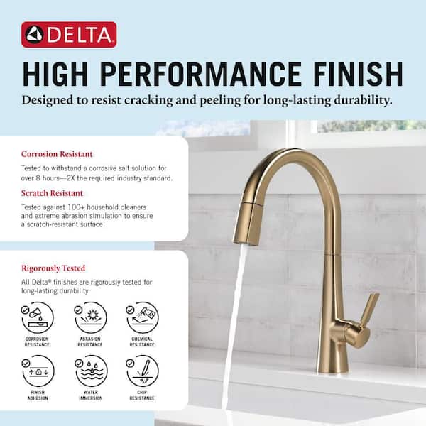 Delta Monrovia Gold Single-Handle Pull Down Sprayer Kitchen Faucet