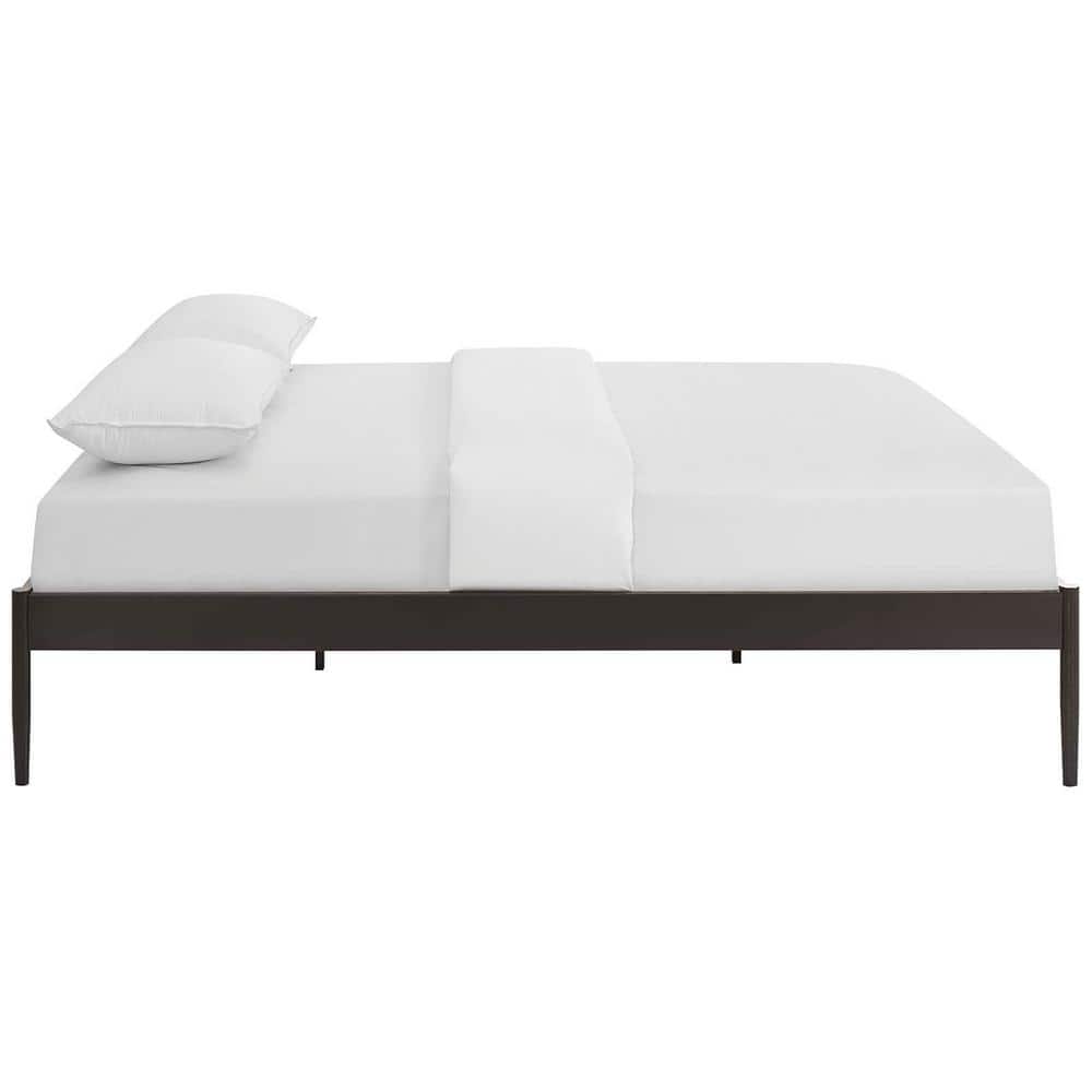 Elsie King-Sized Brown Metal Frame Bed with Upholstered Slats