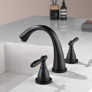 Deris 8 in. Widespread 2-Handle Bathroom Faucet in Matte Black