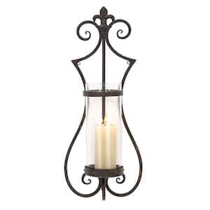 25 in. Black Metal Single Candle Wall Sconce