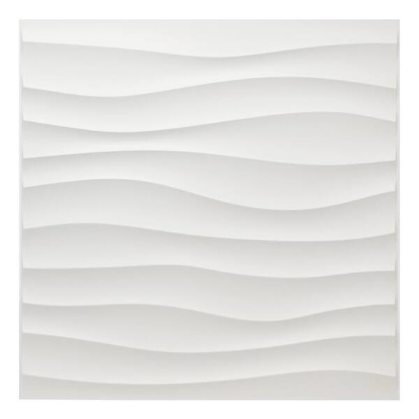 Art3dwallpanels 19.7 in. x 19.7 in. White PVC 3D Wall Panels Wavy Wall Design (12-Pack)