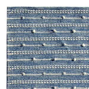 Oak Blue/Ivory 2 ft. 2 in. x 6 ft. 6 in. Modern Cotton/Wool Area Rug
