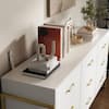 FUFU&GAGA White & Gold 9-Drawer Wooden Dresser 61.4 in.