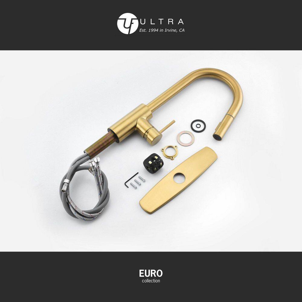 Brushed Gold Single Handle Pull Down Kitchen Faucet