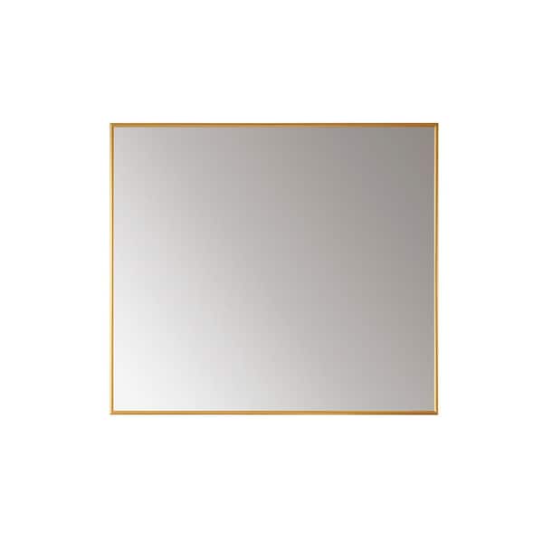 ROSWELL Viella 36 in. W x 32 in. H Rectangular Aluminum Framed Wall Bathroom Vanity Mirror in Gold