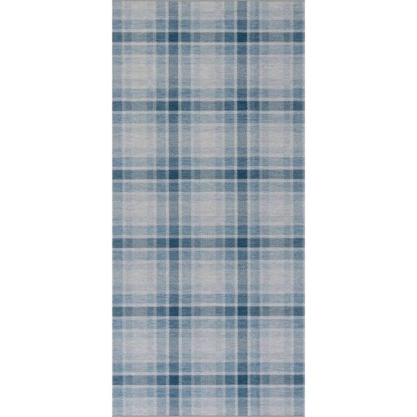 3 ft. x 8 ft. Blue Ombre Machine Washable Indoor Runner Rug
