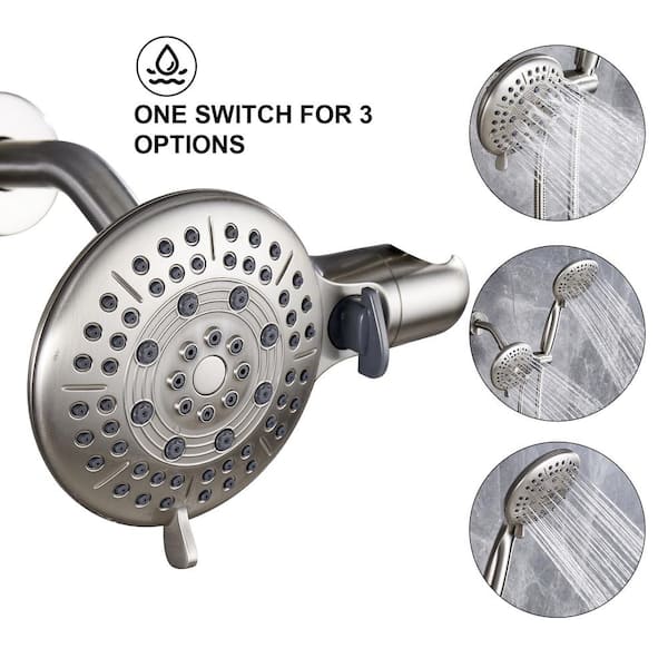 Zalerock 2-in-1 Single-Handle 6-Spray Round Shower Faucet