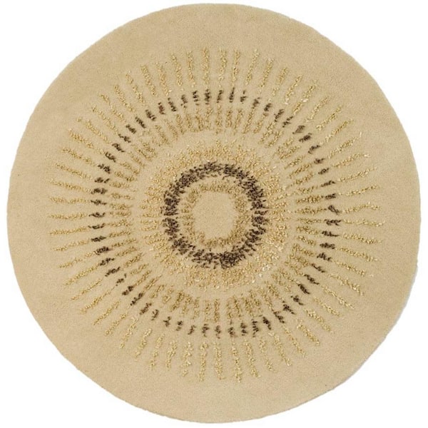 Soho Beige/Gold 6 ft. x 6 ft. Round Geometric Area Rug