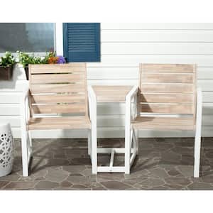 Jovanna 61.8 in. 2-Person White/Oak Acacia Wood Outdoor Bench