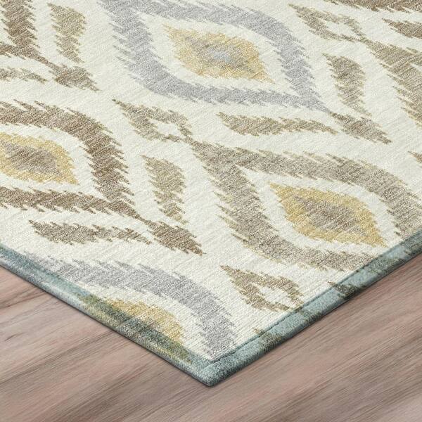 Chantille Machine Washable Indoor/Outdoor Abstract ACN3069 Ivory 8 ft. x 8 ft. Round Rug