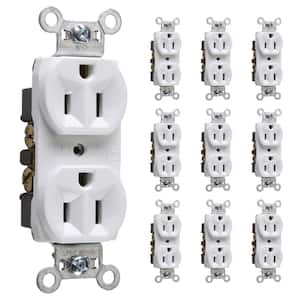 Pass and Seymour 15 Amp 125-Volt Commercial Grade Backwire Duplex Outlet, White (10-Pack)