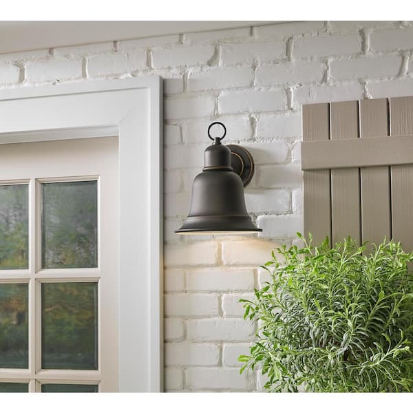 11.39 in. 1-Light Oil Rubbed Bronze Outdoor Wall Lantern Sconce Dark Sky Compliant