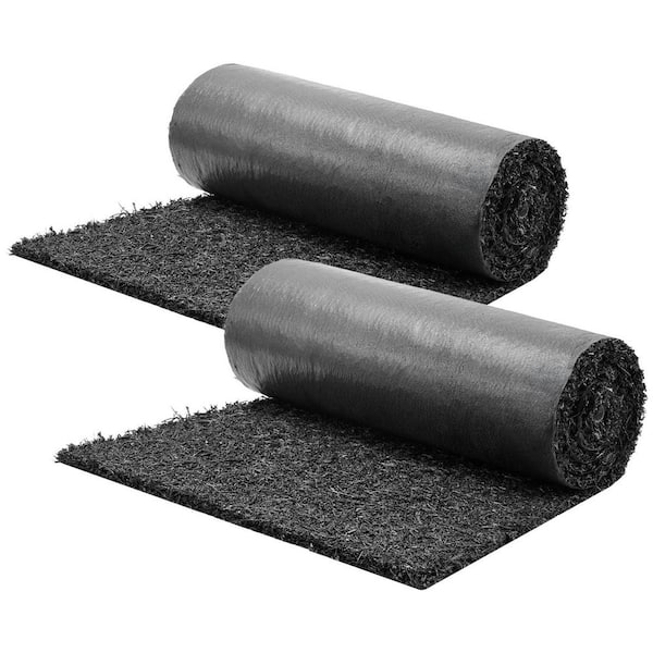 Rubber Mulch for Landscaping, 2-Rolls 96 x 22 in. Recycled Rubber Mat, Permanent Pathway, Natural Black Mulch