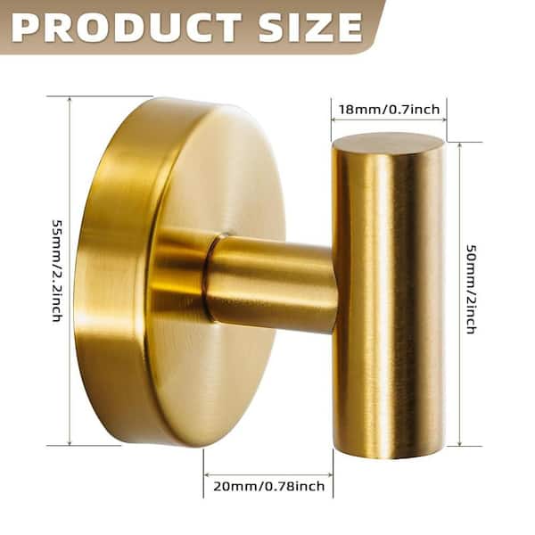 4-Pack Suction Cup Hook for Towel, Robe and Loofah, No Drill Mounting, Tile and Smooth, Non-Porous Surface, Gold