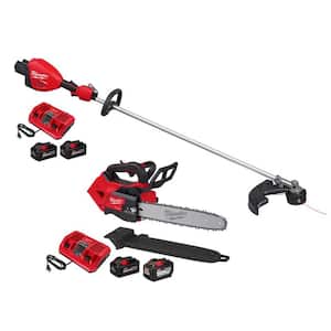 M18 FUEL 18V Brushless Cordless 17 in. Dual Battery String Trimmer w/Top Handle Chainsaw, (4) Battery, (2) Charger