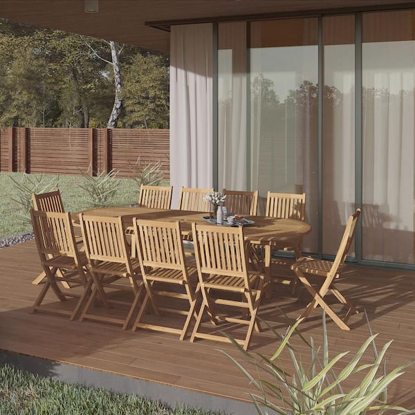 Bergen 11-Piece Teak Patio Dining Set