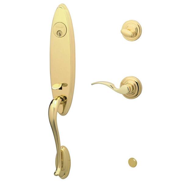 Schlage Ashcroft Bright Brass Single Cylinder Deadbolt with Right ...