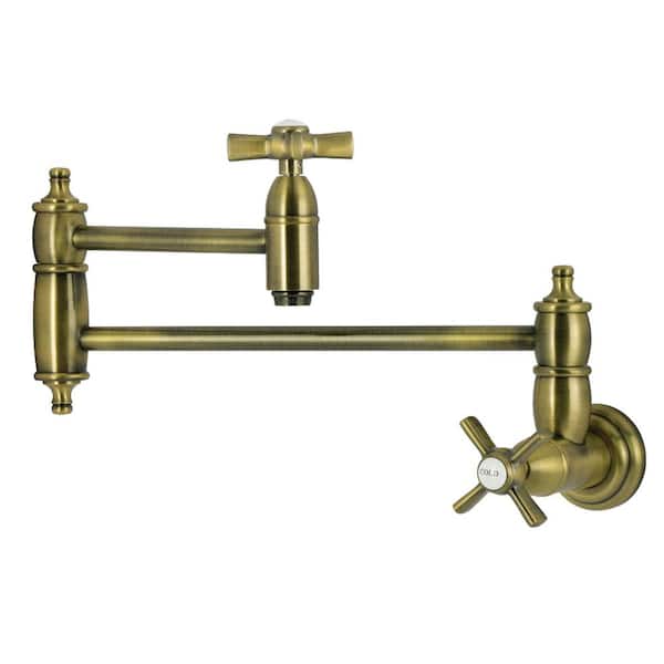 Millennium Wall Mount Pot Filler Faucet in Antique Brass