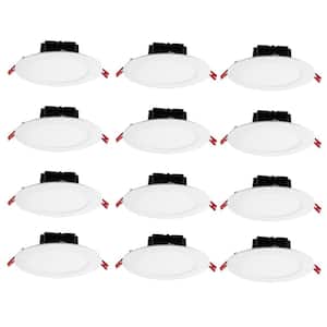 6 in. Canless White Flush Round Wet Rated New Construction and Remodel Integrated LED Recessed Light Kit (12-Pack)