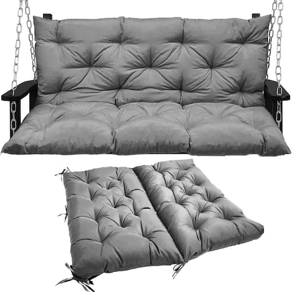 Unbranded 40 x 40 in 2-3 Seater Replacement Outdoor Swing Cushions with Back Support, Waterproof Bench Cushion (Light grey)