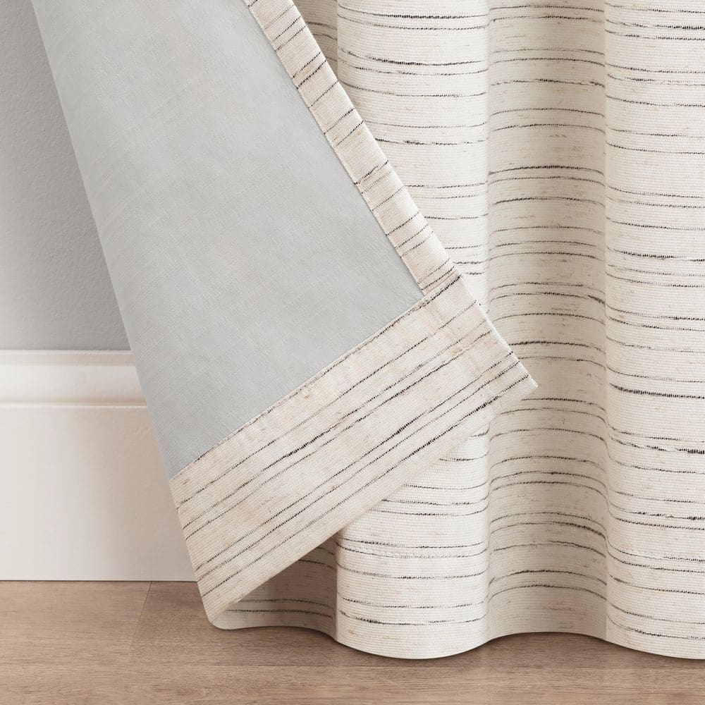 Ivory Blackout Grommet Linen-Polyester Window Panel, 50'' x 84''