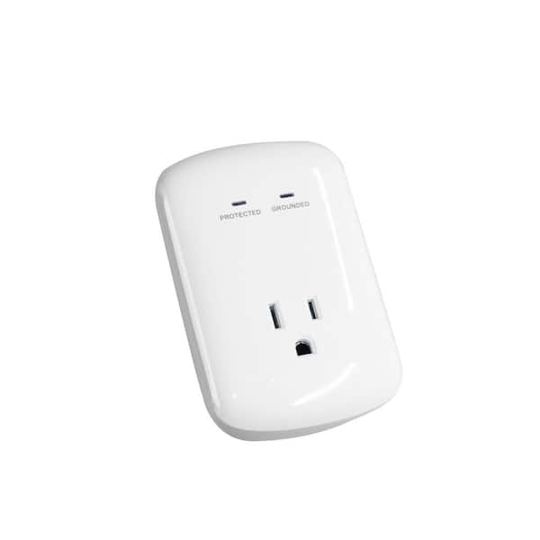 1-Outlet Wall Mounted Surge Protector, White