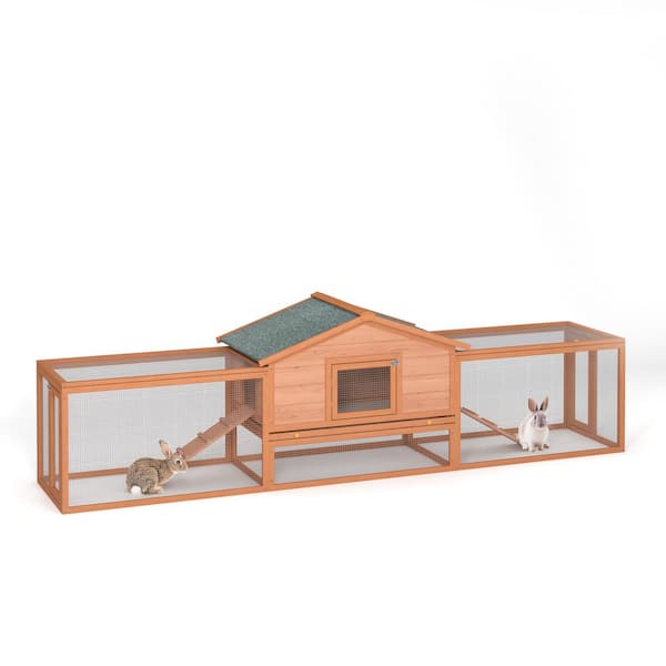 Avex 2-Story Large Wooden Rabbit Hutch Pet House with Ramps, Lockable Doors, Run Area and Asphalt Roof for Outdoor Use
